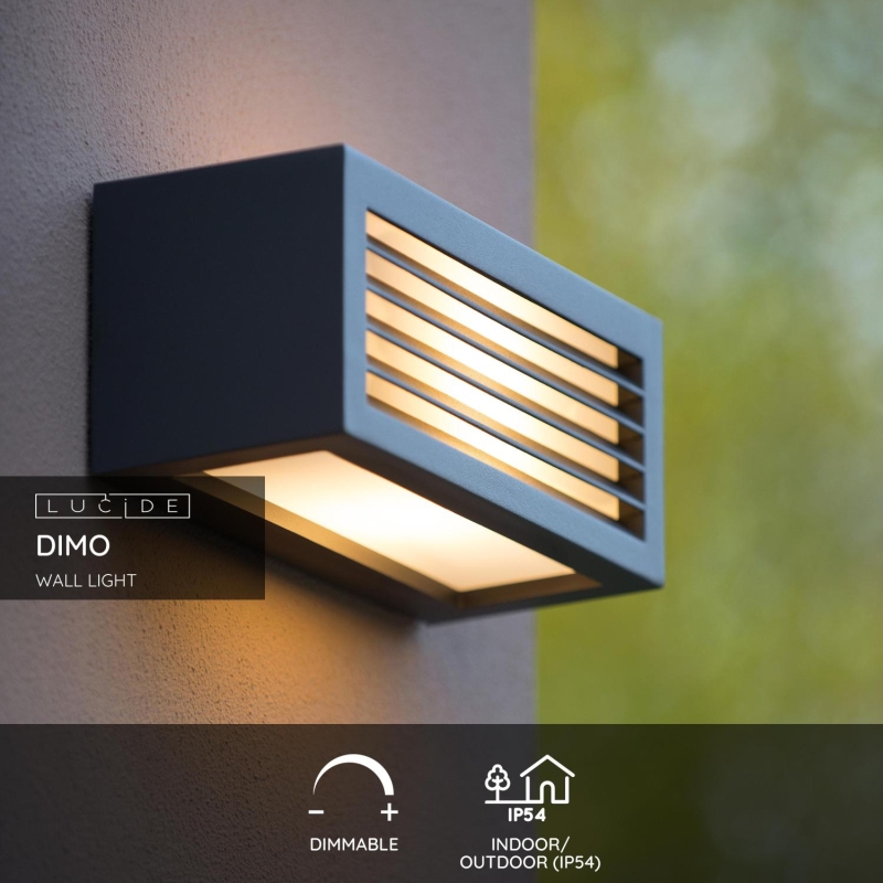 Lucide DIMO - Nástenné svietidlo Vonkajšie - 1xE27 - IP54 - Antracit